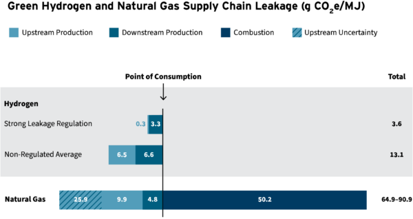 Graph of green hydrogen and natural gas supply chain leakage